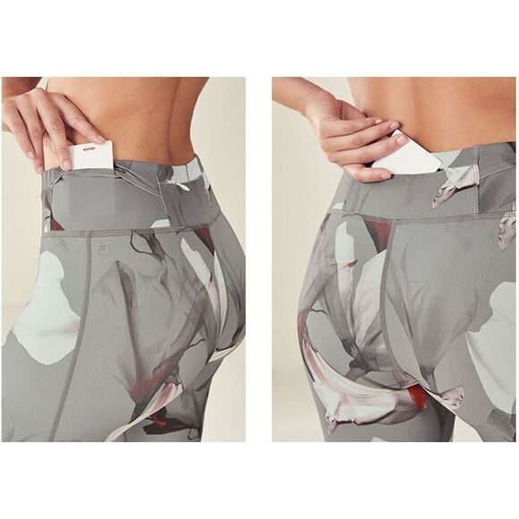 Fabletics Gia Printed PowerLite Capri Gray Floral Cropped Size XS - Picture 2 of 13